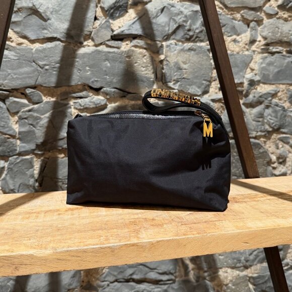 Moschino Handbags - Moschino Vintage Black Nylon Logo Wristlet Pouch